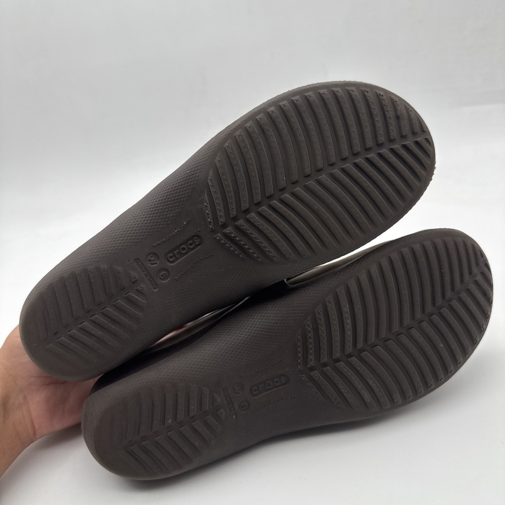 CROCS Mary Jane Flat Ballerina Walking Shoes Womens Sz 6 Espresso Nubuck - Picture 10 of 15